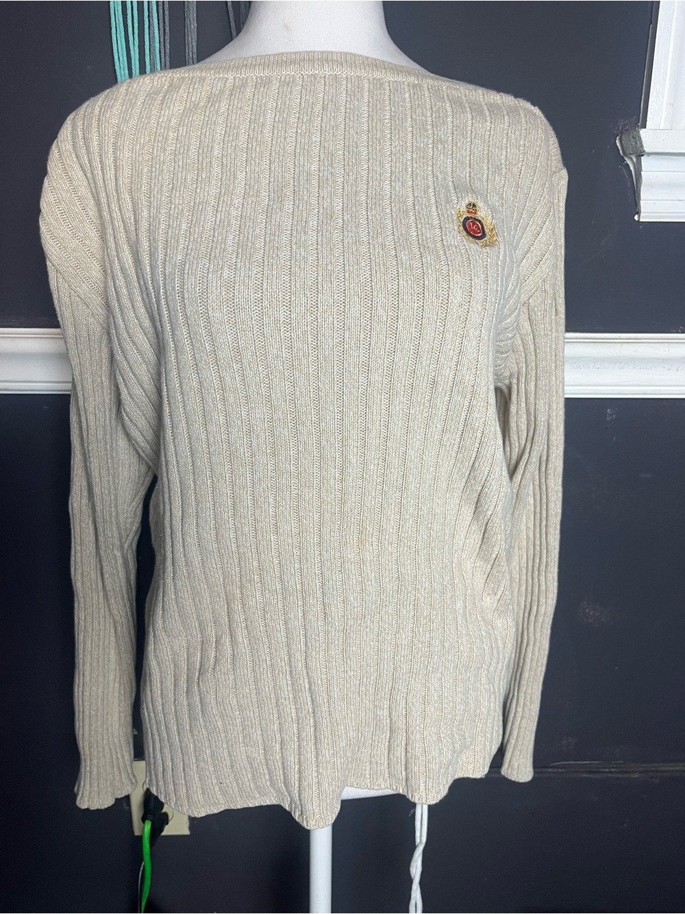 Liz Claiborne Size Large Cotton Sweater in Cream Color